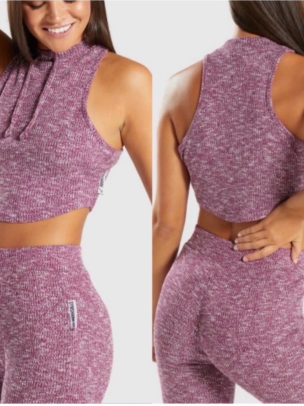 Gymshark Slounge Crop Top - Dusky Pink Marl